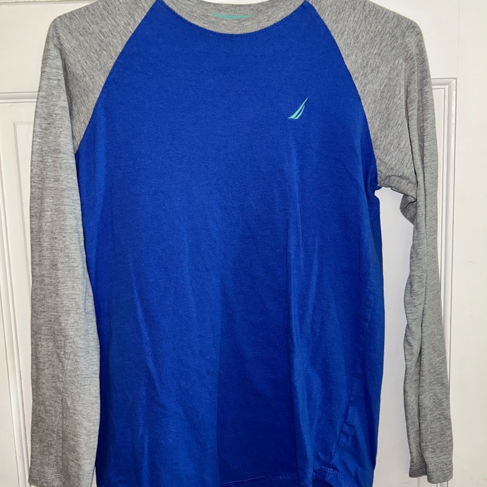 Nautica Kids Blue and Gray Long Sleeve Tee